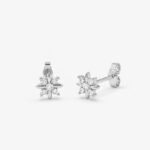 Floral Round Brilliant Cut 0.10 CT Diamond Flower Stud Earrings in 950 Platinum with Cluster Prong Setting