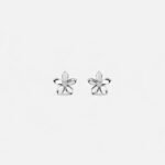 Floral Round Brilliant Cut 0.20 CT Diamond Flower Stud Earrings in 950 Platinum with Cluster Prong Setting