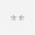Floral Round Brilliant Cut 0.20 CT Diamond Flower Stud Earrings in 950 Platinum with Cluster Prong Setting