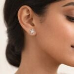 Four Point Star Round Brilliant Cut 0.20 CT Diamond Stud Earrings in 950 Platinum with Prong Setting