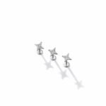 Four Point Star Round Brilliant Cut 0.20 CT Diamond Stud Earrings in 950 Platinum with Prong Setting