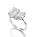 Emerald and Marquise Cut 3.50 CT Natural Diamond Toi et Moi Engagement Ring in 950 Platinum with Two Stone Setting