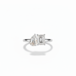 Radiant and Pear Cut 1.00 CT Natural Diamond Toi et Moi Engagement Ring in 950 Platinum with Two Stone Setting