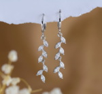 Round Brilliant Cut 1.00 CT Natural Diamond Huggie Hoop Drop Earrings in 950 Platinum with Prong Set Dangle Design