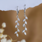 Round Brilliant Cut 1.00 CT Natural Diamond Huggie Hoop Drop Earrings in 950 Platinum with Prong Set Dangle Design