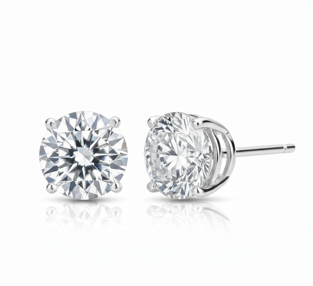 Gemini_Generated_Image_ou6n72ou6n72ou6n-e1768629712296.png Round Brilliant Cut 2.00 CT Natural Diamond Solitaire Stud Earrings in 950 Platinum with Classic Prong Setting - Image 1