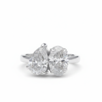Pear and Oval Cut 2.00 CT Natural Diamond Toi et Moi Engagement Ring in 950 Platinum with Two Stone Setting