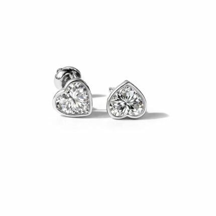 Heart Cut 0.50 CT Diamond Stud Earrings in 950 Platinum with Classic Prong Setting