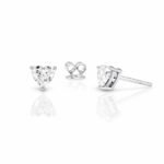 Heart Cut 1.10 CT Diamond Solitaire Stud Earrings in 950 Platinum with Classic Prong Setting