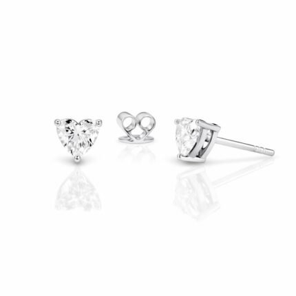 Heart Cut 1.10 CT Diamond Solitaire Stud Earrings in 950 Platinum with Classic Prong Setting