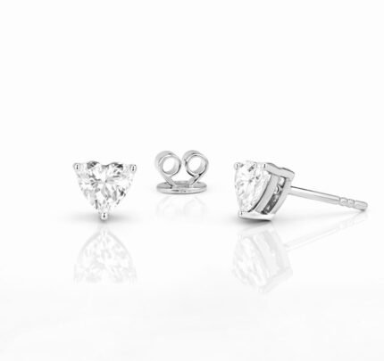 Heart Cut 1.10 CT Diamond Solitaire Stud Earrings in 950 Platinum with Classic Prong Setting