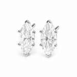 Marquise Cut 1.00 CT Natural Diamond Stud Earrings in 950 Platinum with Classic Prong Setting