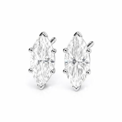 Marquise Cut 1.00 CT Natural Diamond Stud Earrings in 950 Platinum with Classic Prong Setting