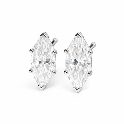 Marquise Cut 1.00 CT Natural Diamond Stud Earrings in 950 Platinum with Classic Prong Setting