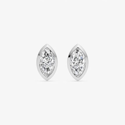 Marquise Cut Diamond Bezel Set Stud Earrings in 950 Platinum