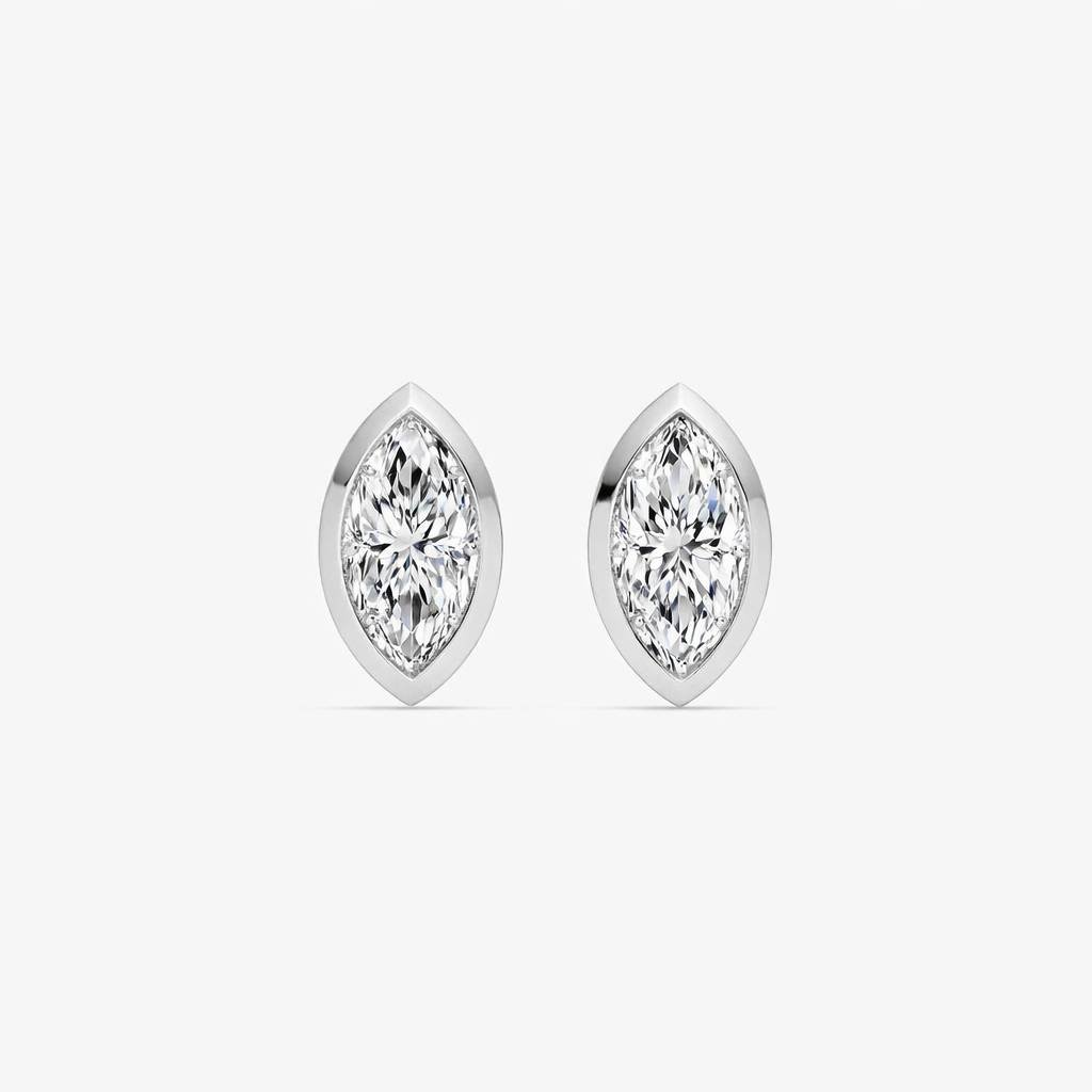 Marquise Cut Diamond Bezel Set Stud Earrings in 950 Platinum Marquise Cut Diamond Bezel Set Stud Earrings in 950 Platinum