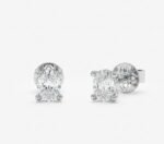 Oval Cut 0.48 CT Diamond Solitaire Stud Earrings in 950 Platinum with Classic Prong Setting
