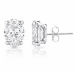 Oval Cut Diamond Solitaire Stud Earrings in 950 Platinum with Classic Prong Setting