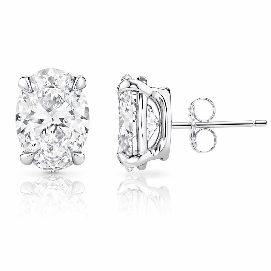 Oval Cut Diamond Solitaire Stud Earrings in 950 Platinum with Classic Prong Setting Oval Cut Diamond Solitaire Stud Earrings in 950 Platinum with Classic Prong Setting