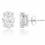 Oval Cut Diamond Solitaire Stud Earrings in 950 Platinum with Classic Prong Setting