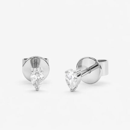 Pear Cut Diamond Tragus Stud Earrings in 950 Platinum with Classic Prong Setting