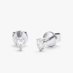 Pear Cut Diamond Tragus Stud Earrings in 950 Platinum with Classic Prong Setting