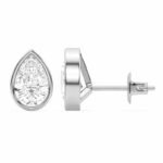 Pear Cut Diamond Bezel Set Solitaire Stud Earrings in 950 Platinum
