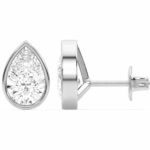Pear Cut Diamond Bezel Set Solitaire Stud Earrings in 950 Platinum
