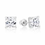 Princess Cut 0.50 CT Diamond Stud Earrings in 950 Platinum with Secure Screw Back Setting