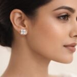 Princess Cut Diamond Stud Earrings in 950 Platinum with Secure Screw Back Setting