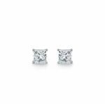 Princess Cut 1.00 CT Diamond Stud Earrings in 950 Platinum with Classic Prong Setting