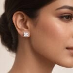 Princess Cut 1.00 CT Diamond Stud Earrings in 950 Platinum with Prong Setting