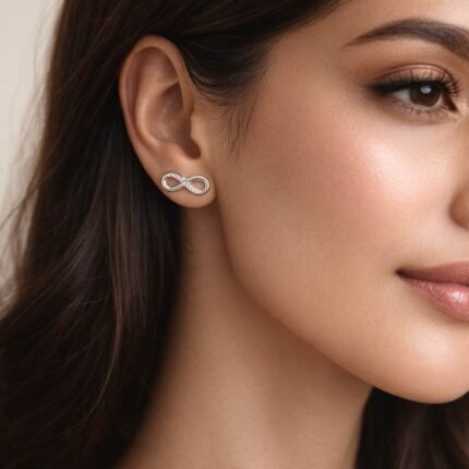 Round Brilliant Cut 0.20 CT Diamond Infinity Stud Earrings in 950 Platinum with Screw Back Setting