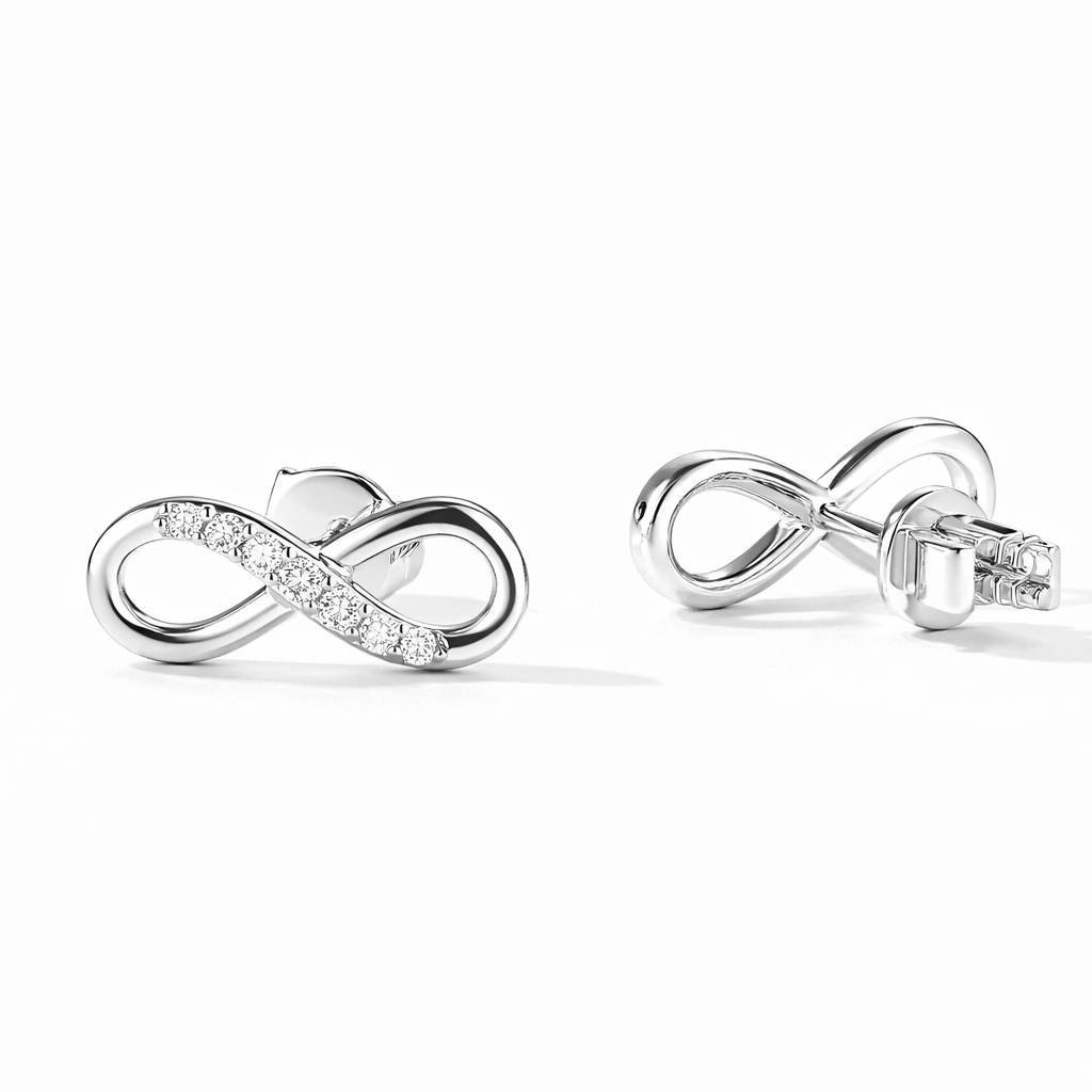 Round Brilliant Cut 0.20 CT Diamond Infinity Stud Earrings in 950 Platinum with Screw Back Setting Round Brilliant Cut 0.20 CT Diamond Infinity Stud Earrings in 950 Platinum with Screw Back Setting