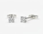 Round Brilliant Cut 0.20 CT Diamond Stud Earrings in 950 Platinum with Classic 4 Prong Setting