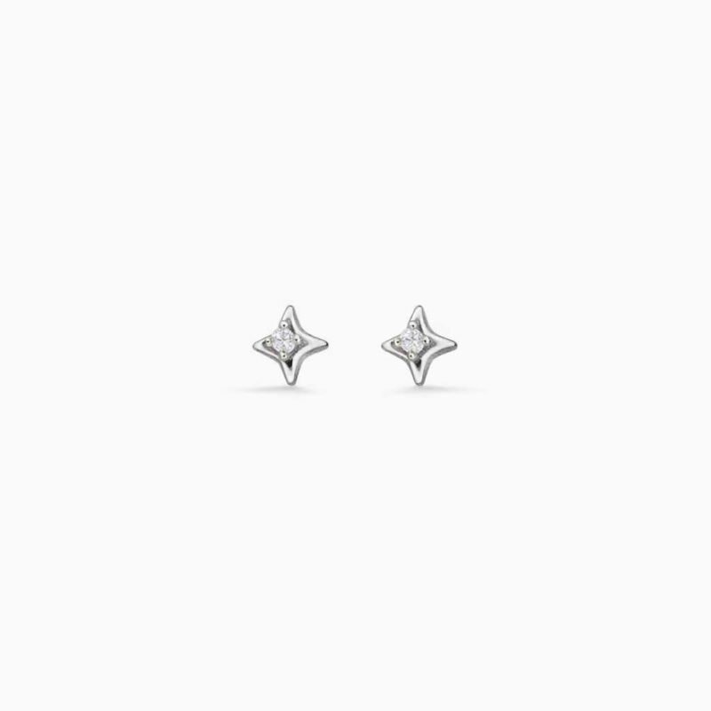 Round Brilliant Cut 0.20 CT Diamond Tiny Star Stud Earrings in 950 Platinum with Prong Setting