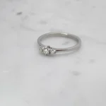 Elegant Round Brilliant 0.40 CT Natural Diamond Three Stone Trilogy Engagement Ring in 950 Platinum - Image 3