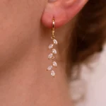 Round Brilliant Cut 1.00 CT Natural Diamond Huggie Hoop Drop Earrings in 950 Platinum with Prong Set Dangle Design - Image 2