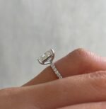 Crushed Ice Radiant Cut 3.20 CT Moissanite Diamond Solitaire Engagement Ring in 950 Platinum with Accent Moissanite Diamond Setting - Image 2