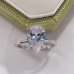 Minimalist Pear Cut 0.75 CT Natural Diamond Engagement Ring in 950 Platinum