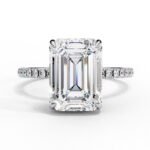 950 Platinum Moissanite Diamond Engagement Ring 1.50 CT Emerald Cut Moissanite Diamond Elegant Solitaire Design