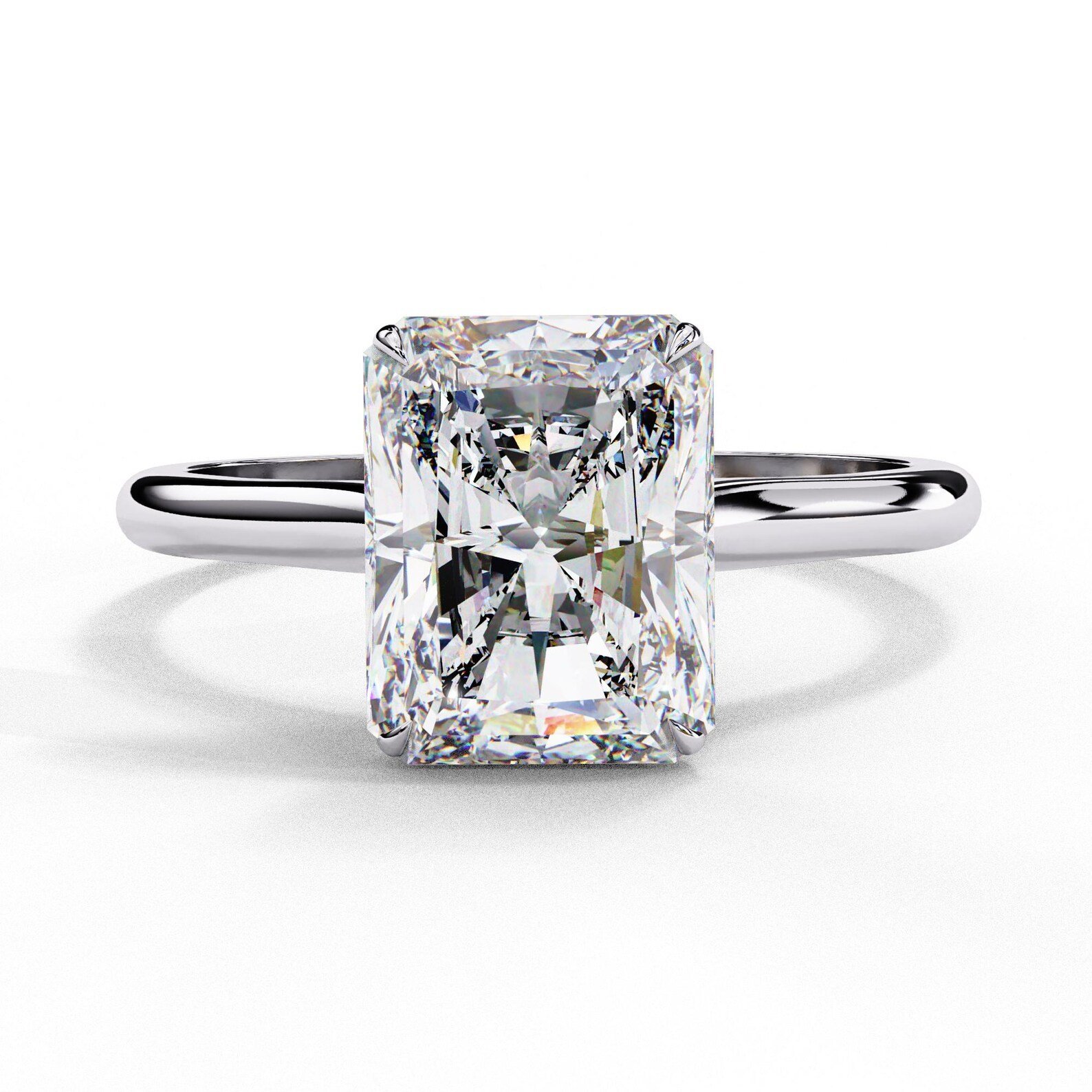 il_1588xN.7138119474_pw6e.jpg 950 Platinum Moissanite Diamond Engagement Ring 2.94 CT Radiant Cut Moissanite Diamond Solitaire Luxury Design - Image 1