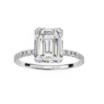 950 Platinum Moissanite Diamond Engagement Ring 2.00 CT Emerald Cut Moissanite Diamond Pavé Band Luxury Design