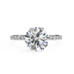 950 Platinum Moissanite Diamond Engagement Ring 1.50 CT Round Brilliant Cut Moissanite Diamond Pavé Band Luxury Design