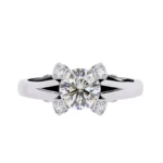 0.88 CT Regal Blossom Round Cut Natural Diamond Ring in 950 Platinum