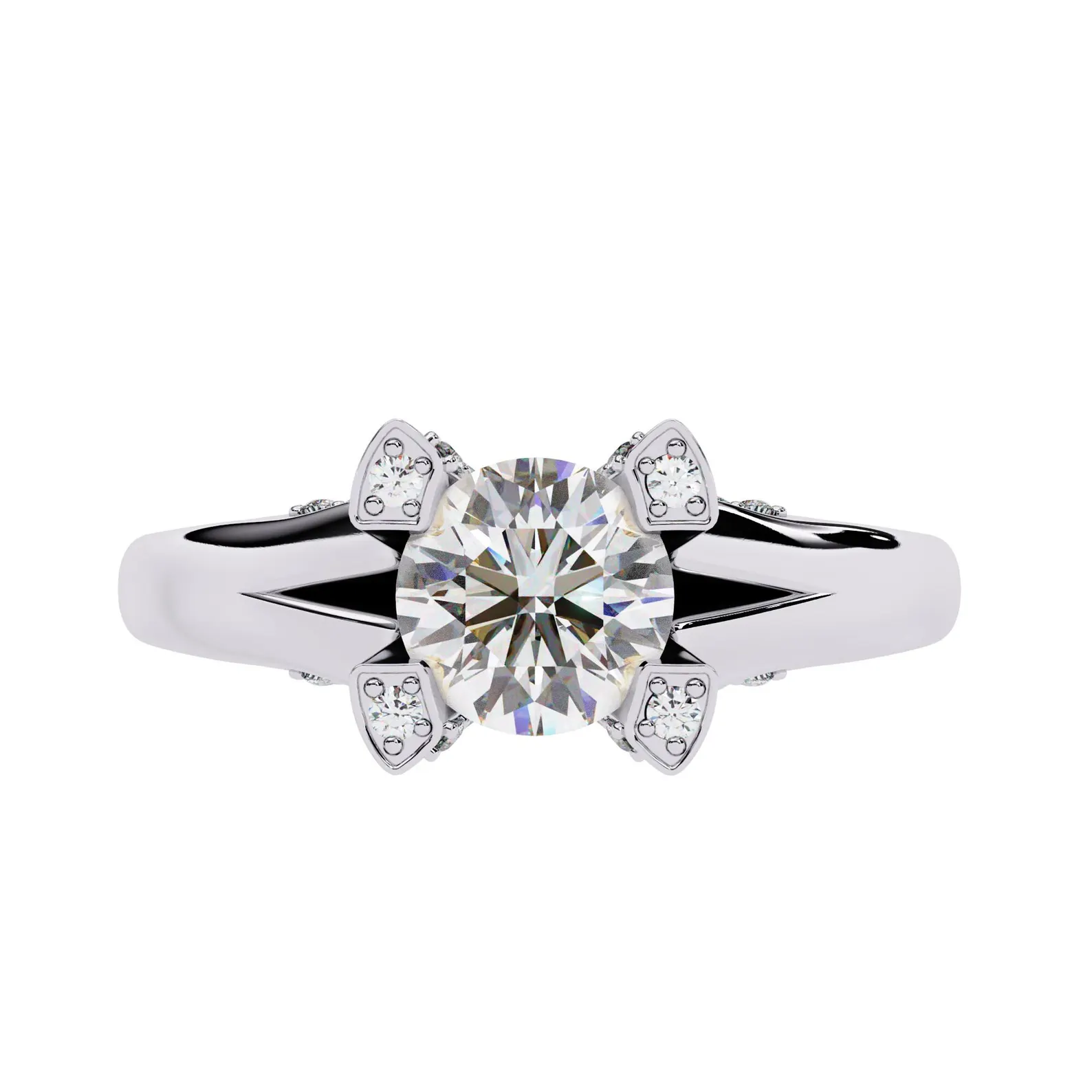 il_1588xN.7611066910_r52t.webp 0.88 CT Regal Blossom Round Cut Natural Diamond Ring in 950 Platinum - Image 1