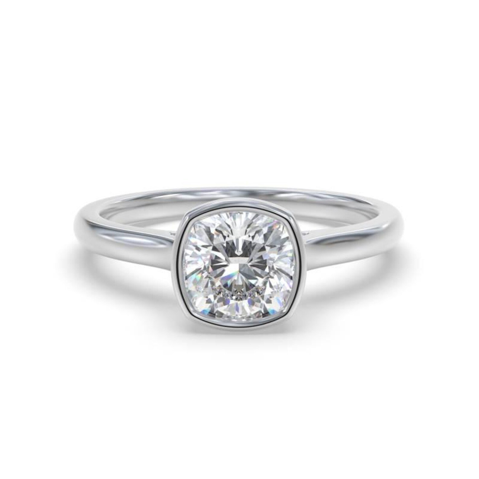 il_1588xN.7646124317_617h.jpg Cushion Cut 3.00 CT Natural Diamond Solitaire Engagement Ring in 950 Platinum with Bezel Setting - Image 1
