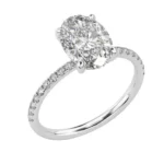 Oval Brilliant Cut 1.50 CT Natural Diamond Solitaire Engagement Ring in 950 Platinum with Pavé Natural Diamond Band - Image 2