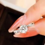 Round Brilliant Cut 1.00 CT Natural Diamond Solitaire Engagement Ring in 950 Platinum with Pave Natural Diamond Band - Image 3