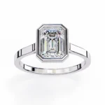 Emerald Cut Natural Diamond Bezel Set Solitaire Engagement Ring in 950 Platinum - Image 6